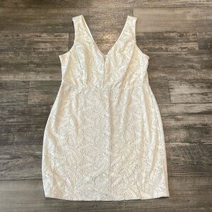 Charlotte Russe Off-White Lace Dress with Shimmery Underlay